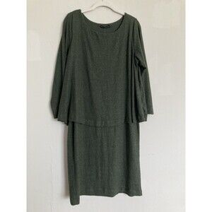 NEW Nally & Millie Soft Layered Dress XL Long Sleeve Dark Forest Green